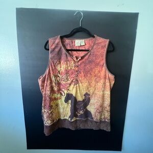 Natural Reflections Brown and Yellow Graphic Tank Top